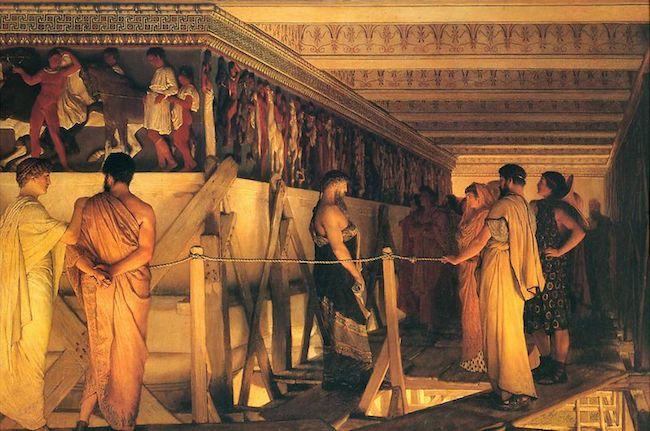 Fidias mostrando el Partenón a sus amigos. Sir Lawrence Alma-Tadena, 1868.