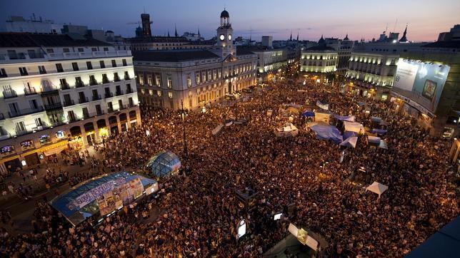 Mítica acampada en la Puerta del Sol el 15M.