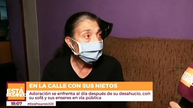 Adoración, la abuela desaloja de Carabanchel, habla para Telemadrid.