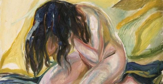 Desnudo femenino de rodillas' de Edvard Munch (1919).