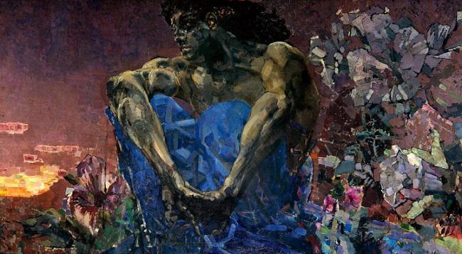 'The Demon Seated', por Mikhail Vrubel (1890).