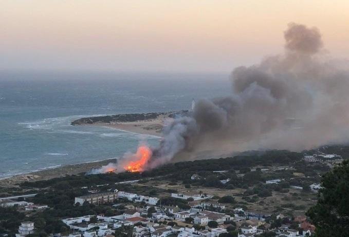 Incendio ayer en el Pinar de los Caños de Barbate, Incendio ayer en el Pinar de los Caños de Barbate, donde se ha autorizado una macrourbanización de más de 400 viviendas.