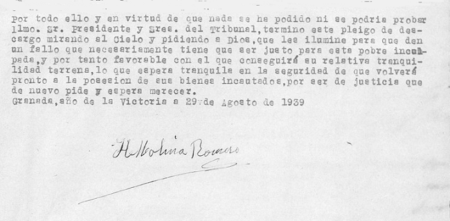 Declaración de Hipólita Molina. 
