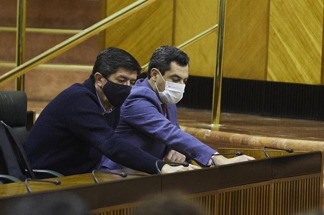 Moreno y Marín en el Parlamento andaluz.