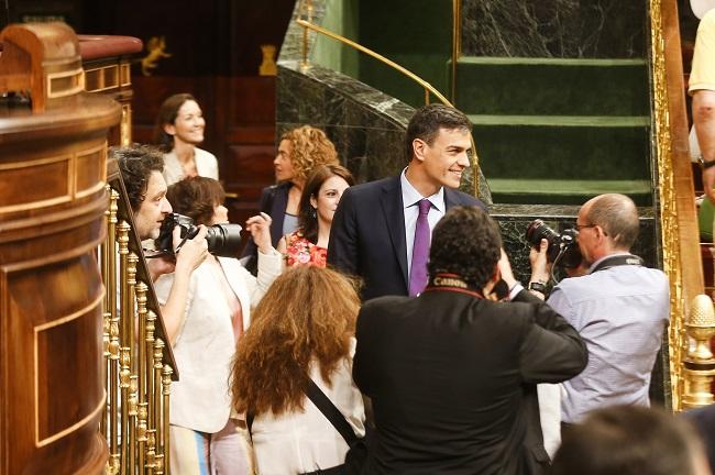 El presidente del Gobierno, Pedro Sánchez, a su llegada al hemiciclo del Congreso de los Diputados.