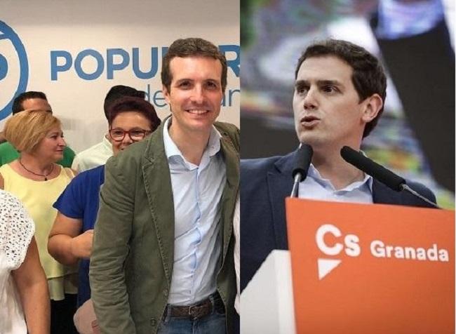 Pablo Casado y Albert Rivera, en actos en Granada.