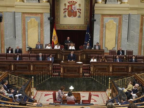 Pedro Sánchez, en una de sus intervenciones en la sesión de investidura.