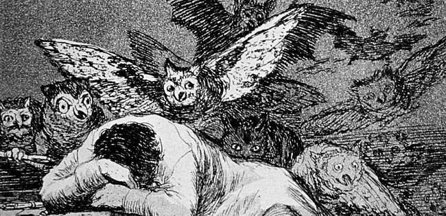 ‘El sueño de la razón produce monstruos’ (1799), grabado número 43 de la serie ’Los Caprichos’, de Francisco de Goya.