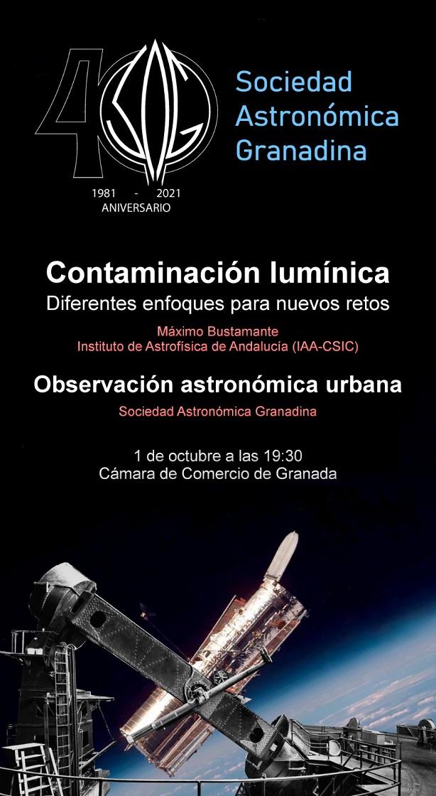 Cartel de una de las conferencias, con sesión de observación astronómica.