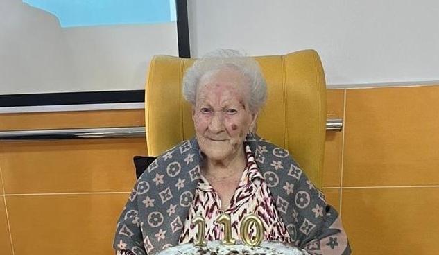 María Sánchez, en la celebración de su 110 cumpleaños.