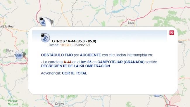 Mapa de la DGT.
