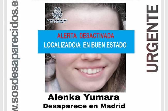 Imagen difundida por Sos Desparecidos tras el hallazgo de Alenka Yumara. Imagen difundida por Sos Desparecidos tras el hallazgo de Alenka Yumara.