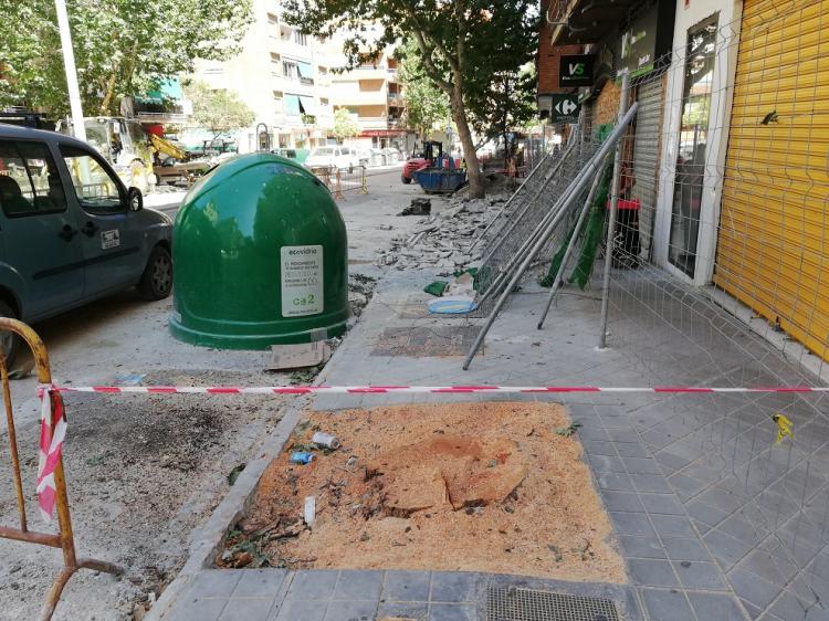 Imagen de este viernes de la tala de árboles en la Avenida de Barcelona.