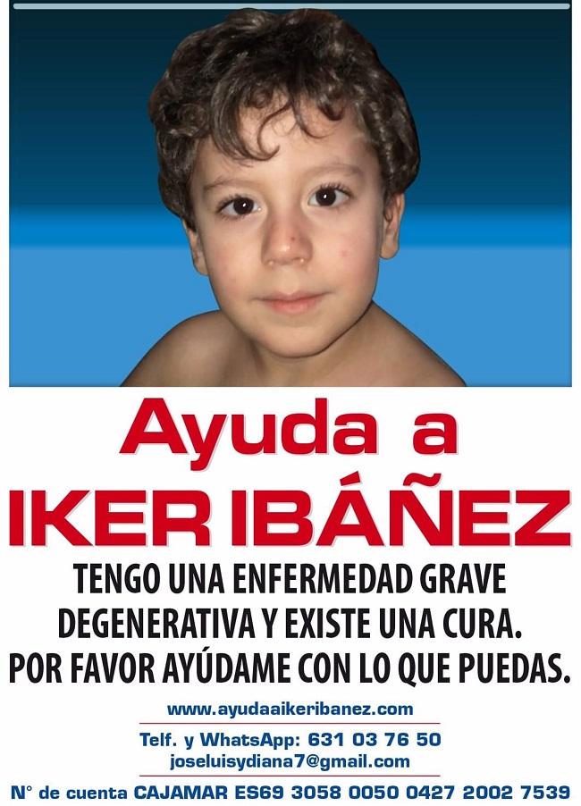 Cartel creado por la familia del pequeño Iker para recaudar fondos