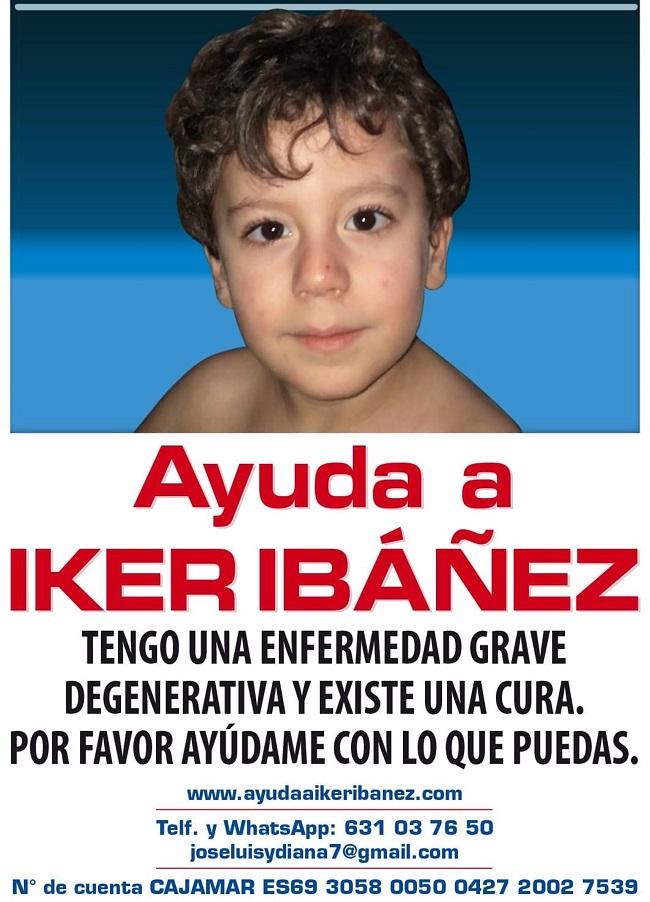 Cartel creado por la familia del pequeño Iker para recaudar fondos 