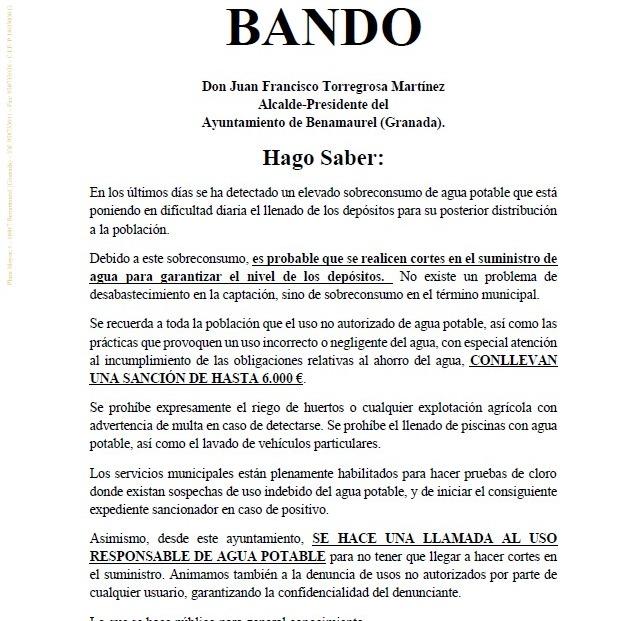 Bando dictado por el alcalde. 