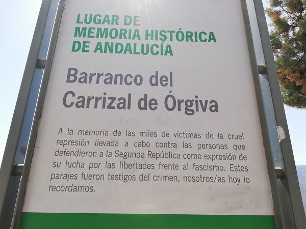 Señalización del Barranco del Carrizal como Lugar de Memoria de Andalucía.