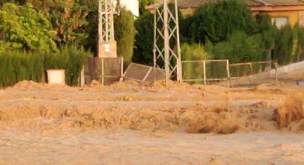 Inundaciones de este lunes por la tarde en Campotéjar. 