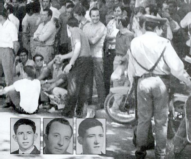 Imagen de la huelga de la construcción del 70 y, abajo, las fotografía de lo tres obrero asesinados.