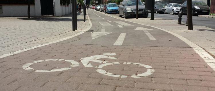 Detalle de un carril-bici en la capital. 