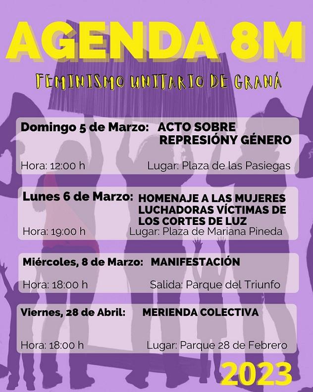 Cartel de actividades con motivo del 8M. 