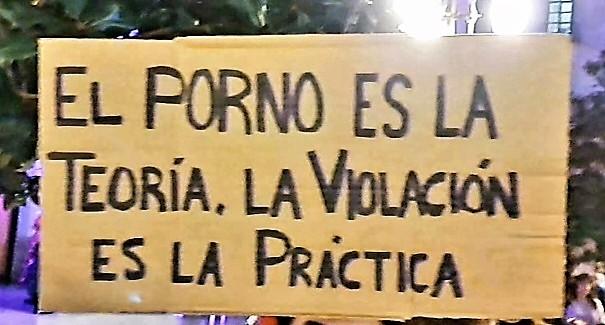 Detalle de un cartel en la manifestación de colectivos feministas abolicionistas el 8M.