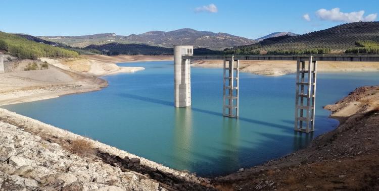 Embalse de Colomera este viernes, al 8,6% de su capacidad, el de peor estado de la provincia.