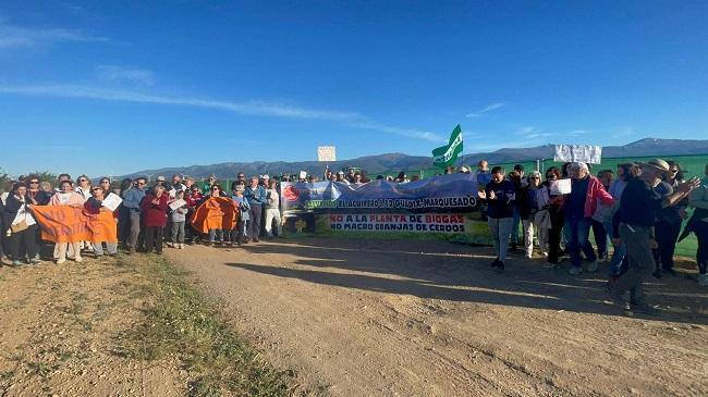 Protesta llevada a cabo el año pasado contra la planta de biogás en La Calahorra. 