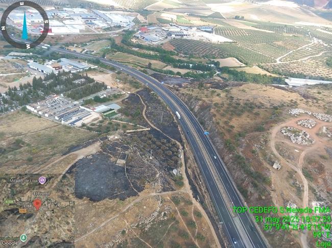 Imagen aérea del incendio.