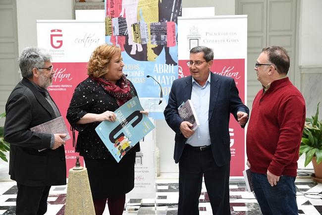 José Entrena y Fátima Gómez con el periodista Alejandro V.García y el presidente de la AGRHM, Rafael Gil Bracero.