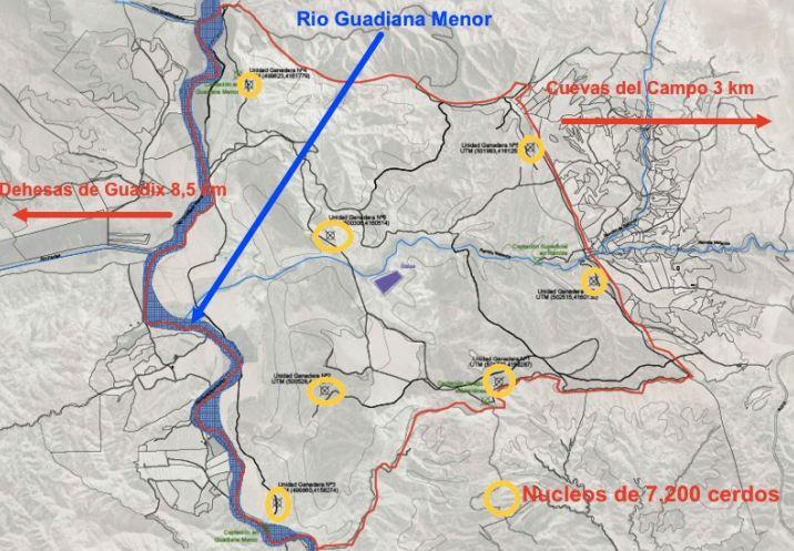 Localización de los núcleos que conformarán la macrogranja.