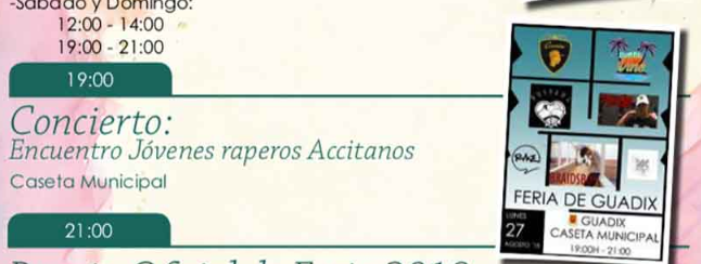 Detalle del programa de fiestas con el concierto cancelado.