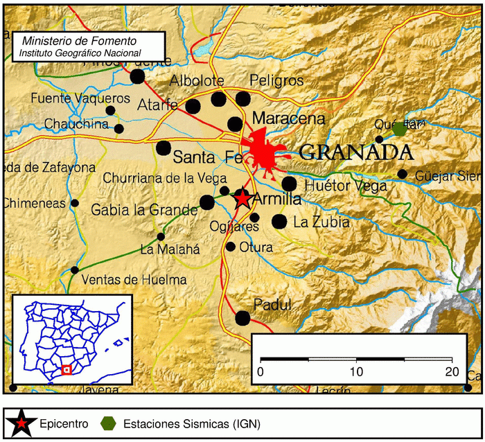 Mapa de localización del seísmo.