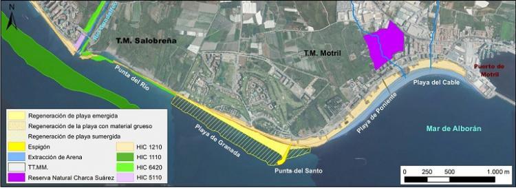 Mapa explicativo del proyecto del espigón.