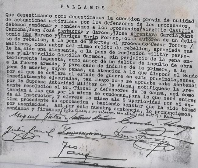 Detalle del fallo de la sentencia.