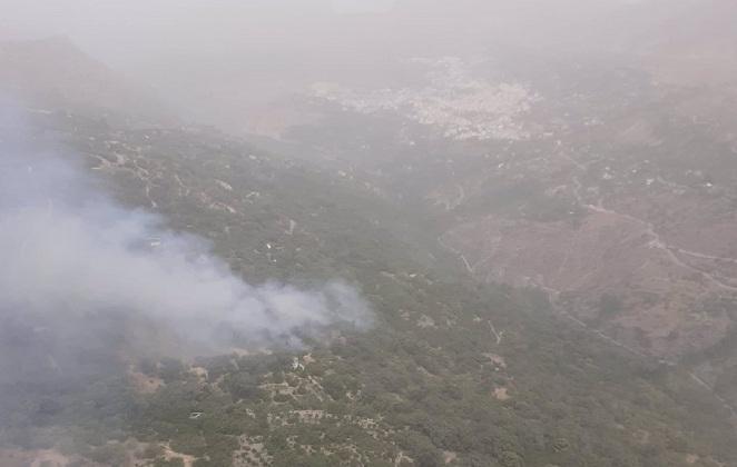 Imagen del fuego desde el helicóptero del Infoca. 