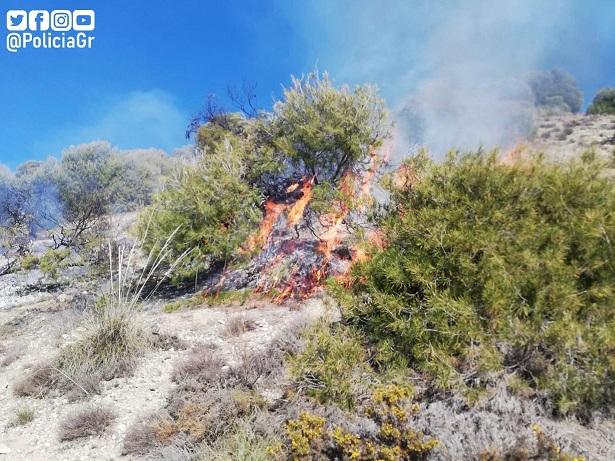 Uno de los conatos de incendio registrados en el Cerro de San Miguel. 