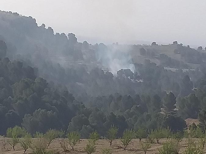 En la imagen se aprecia el humo del fuego en el paraje Campo Cámara.