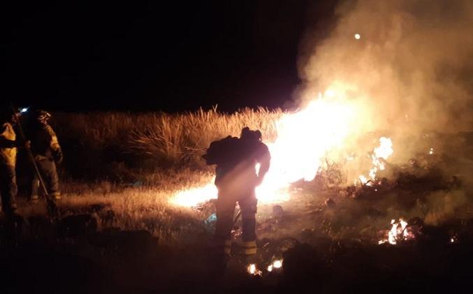 Bomberos durante las tareas de extinción. 