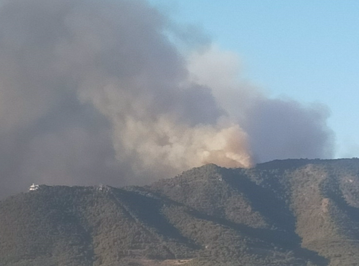 Imagen tomada en la mañana de este viernes del incendio en Los Guájares.