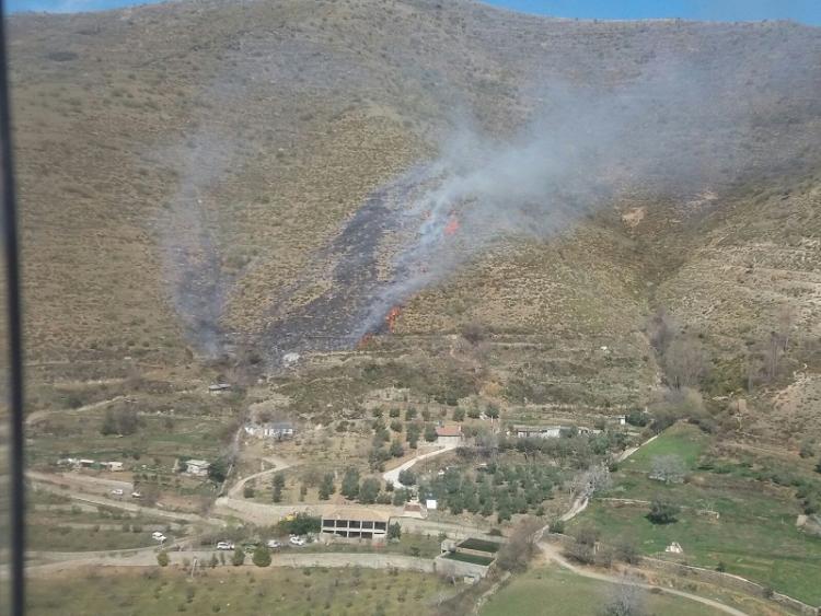 Imagen aérea del lugar en el que se ha declarado el incendio. Imagen aérea del lugar en el que se ha declarado el incendio.