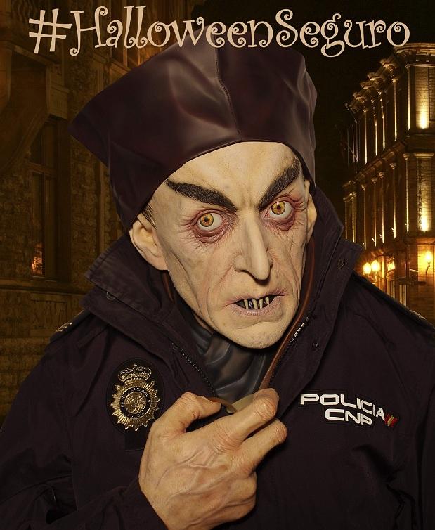 Cartel de la campaña policial para un Halloween seguro.