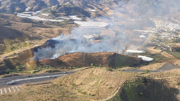 Vista aérea de la zona del incendio.