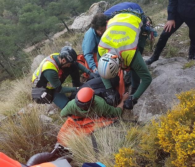 Evacuación del montañero accidentado. 