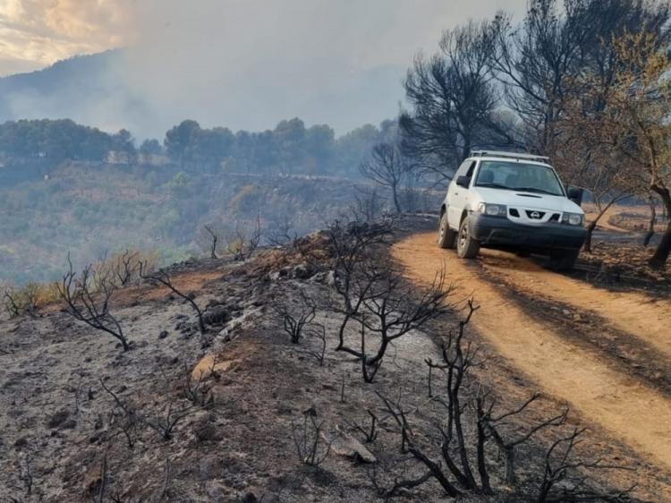 En la imagen, los efectos del incendio en Restábal.