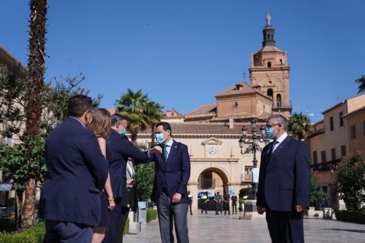 Juan Manuel Moreno, este jueves en Guadix.