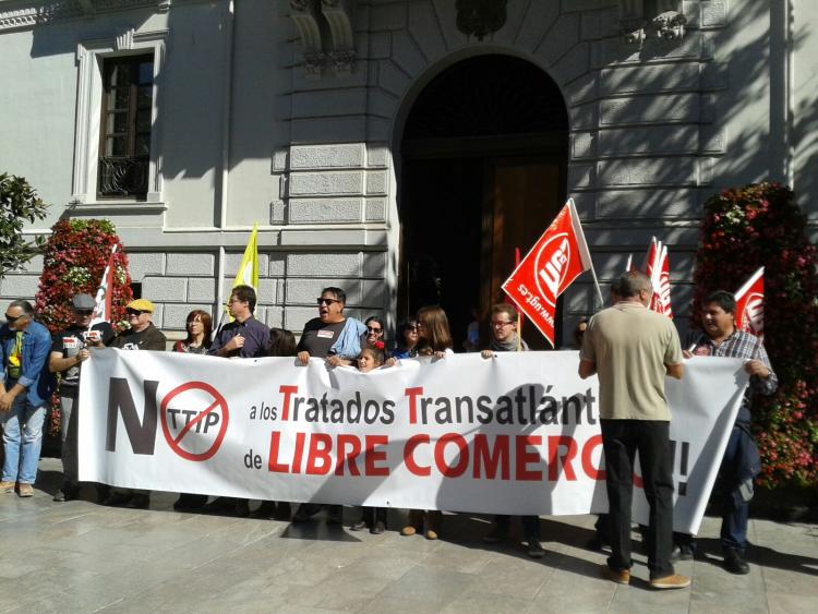 La cabecera de la manifestación en la Plaza del Carmen.