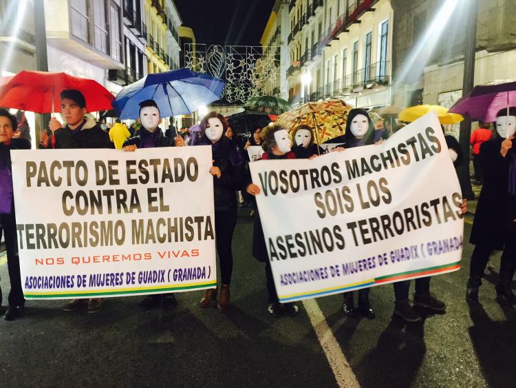 Una de las pancartas reivindicativas en la manifestación del 25N.