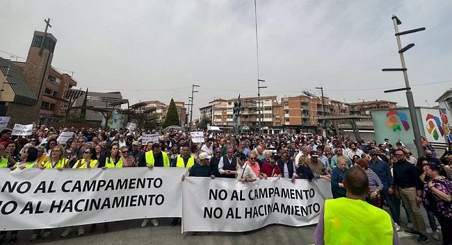 Manifestación, a su llegada a Armilla.