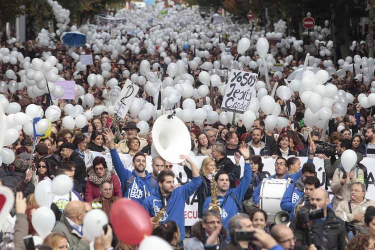 Miles de personas participaron en la manifestación encabezada por el doctor Jesús Candel. Manifestación del 27 de noviembre.